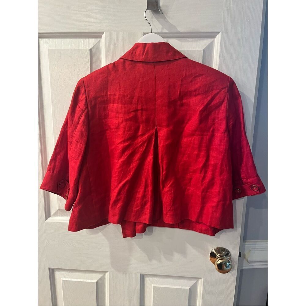 Vintage Robin Howe Red Linen Short Double Breasted Jacket sz 14 - Picture 7 of 7